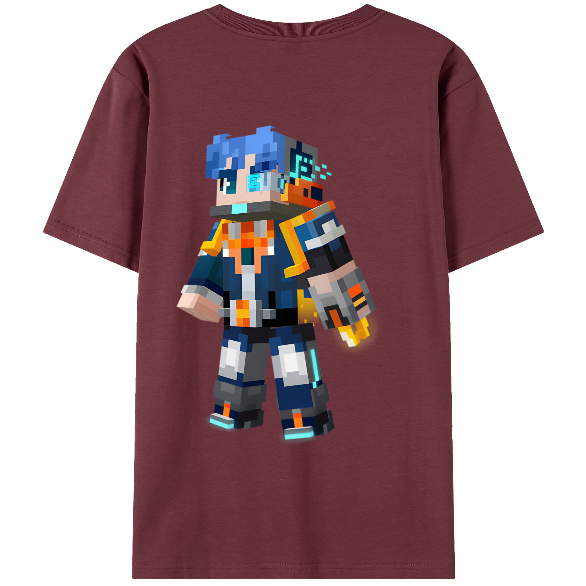 （画像用） マインクラフト ブロックの世界 Minecraft MC Block world 綿100％半袖Tシャツ（背面プリント）